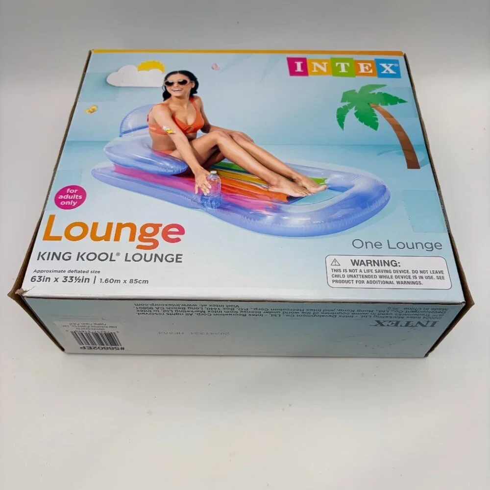 Intex King Kool Lounge Inflatable Pool Float Adult Lounger Rainbow Raft